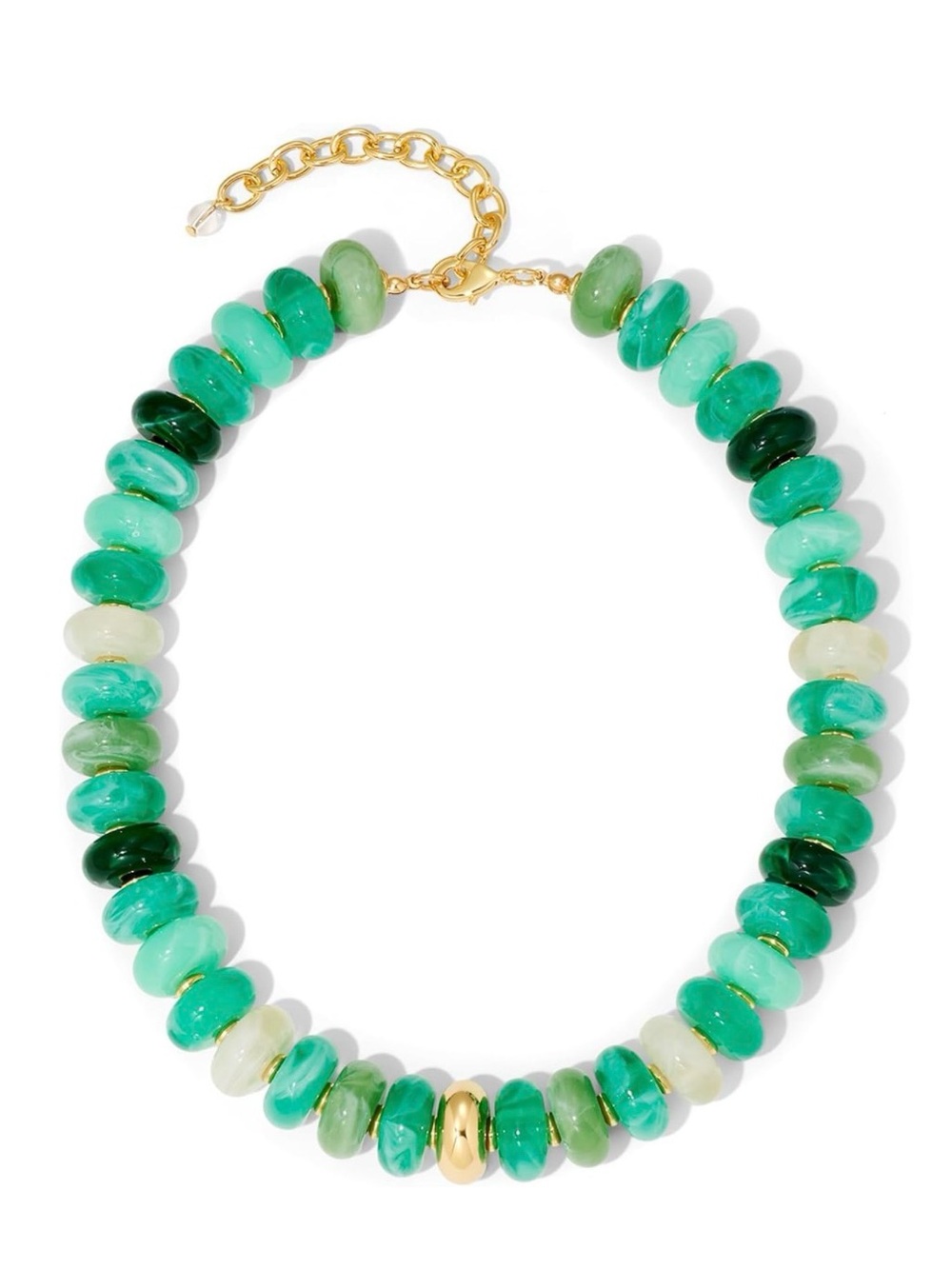 Chunky Beaded Choker Necklace Statement Adjustable Gold Accent Bohemian Jewelry
